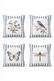 Blue Lines and Animals Patterned 4-Piece Throw Pillow Cover Set - 3
