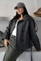 Zr Women's Stand Collar Belted Short Lined Comfortable Fit Smoked Cashmere Coat - 4