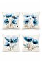 Blue Poppy Patterned 4-Piece Throw Pillow Cover Set - 3