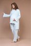 Women's Baby Blue Ruffled Maternity Pajama Set - 3-Piece Maternity Set with Wide-Sleeved Dress and Nursing Detail - 4