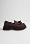 Women's Daily Comfortable Brown Tasseled Suede Thick Sole Shoes Oxford Loafer. - 3