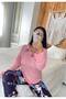 Pink Plum Floral Collar Embroidery Detailed Long Sleeve Cotton Fabric Pajama Set - 3