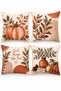 Warm Pumpkin Halloween 4-Piece Throw Pillow Cover Set – 43X43 cm Double-Sided, with Hidden Zipper - 3
