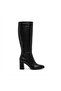 Zri̇n-44222 Premium Pointed Toe Black Crocodile Heeled Zippered Boots - 2