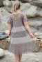 Italian Silk Back Butterfly Lace Sequin Lined Dress - 3