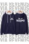 Boxing Printed Unisex Zippered Hooded Sweatshirt Cardigan