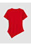 Alita City with a Difference in Color, Lcw Curve Red Plain Oval Neck Short Sleeve Women's Blouse - 5