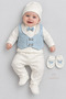 Newborn Baby Boy Mevlüt Set with Blue Vest and Bow Tie, 6 Piece Special Day Eid Set - 4