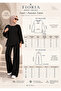 Women's White Ribbed Front Wide-Leg Modal Fabric High Waist Gathering Pants Leggings & Oversize Hijab Tunic Two-Piece Set - 4