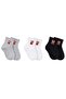 Women's Teddy Bear Patterned Short Socks 3-Piece Set |   80% Cotton Seamless, Black White Gray