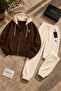 Premium Unisex Printed Hooded Zippered Cardigan Tracksuit Set 3 Thread Threaded