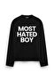 Most Hated Boy Printed Long Sleeve Oversize Fit T-Shirt Black