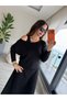 Women's Long Sleeve One-Shoulder Viscose Two-Thread Blouse and Strapless Midi Dress - 2