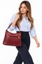 Women's Soft Textured Faux Leather Handbag – Single Compartment, Small Zippered Pocket, Casual Stylish Burgundy Bag - 3