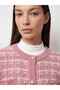 Esvab • Modern & Distinctive Zero Roba Collar Checkered Embroidered Women's Knitwear Cardigan - 4
