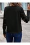 Women's Long Sleeve Crew Neck Floral Sleeves Waffle Blouse - 2