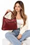 Women's Soft Textured Faux Leather Handbag – Single Compartment, Small Zippered Pocket, Casual Stylish Burgundy Bag - 4