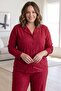 Red Estrella Front Buttoned Oversized Suede Women's Pajama Set - 5