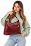 Women's Soft Textured Faux Leather Handbag – Single Compartment, Small Zippered Pocket, Casual Stylish Burgundy Bag