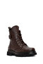 Women's Brown Lace-Up Zippered Leather Boots Wf400002Df - 7