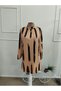 Women's Long Sleeve Semi-Crew Neck Patterned Modal Short Dress - 3