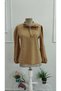 Women's Long-Sleeved Imported Crepe Blouse with Bow Detail and Pearl Embellishments - 4