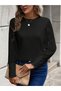 Women's Long Sleeve Crew Neck Floral Sleeves Waffle Blouse - 6
