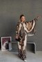 Brand Equivalent Shawl Pattern Cape Shirt and Pants Set - 2