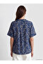 Alita City Lcw Grace Navy Blue Floral Collar Short Sleeve Women's Blouse with a Difference - 4