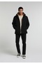 3 Different Uses Regular Fit Hooded Zippered Lined Men's Black Coat - 4