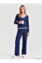 Two Mt Shop Quality Lcw Dream Indigo Plain Long Sleeve Women's Pajama Set - 2