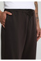 Relaxed Fit Mid Waist Plain Men's Brown Sweatpants - 5