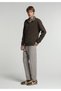 Regular Fit High Collar Plain Men's Brown Sweatshirt - 3