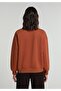 Regular Fit Round Neck Printed Women's Brown Sweatshirt - 2