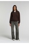Regular Fit Zippered Plain Women's Brown Sweatshirt - 3