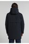 Regular Fit Stand Collar Zippered Lined Men's Navy Blue Coat - 2