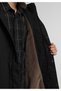 Regular Fit Hooded Zippered Lined Men's Black Coat - 5