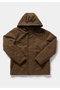 Regular Fit Removable Hooded Zippered Lined Men's Brown Coat - 8