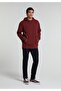 Relaxed Fit Hooded Plain Men's Burgundy Sweatshirt - 3