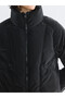 Alita City Lcw Vision Black Faux Leather Plain Oversize Women's Leather Look Coat with a Difference - 3