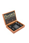 1 Piece Wooden Boxed Chess Flask Set – Includes 6 oz Flask and 4 Shot Glasses, for Travel Picnics, Flask Set Wooden Box - 2
