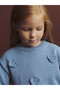 Alita City Lcw Kids Blue Oval Neck Embroidered Long Sleeve Girls' Sweater - 3
