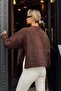 Brown Pure 6-Button Slit Embellished Women's Short Knit Cardigan - 5