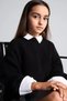 Gerippter Strick-Basic-Pullover mit Rundhalsausschnitt für Mädchen I0597A826AU