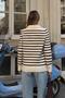 Beige Rab Striped Buttoned Polo Collar Woolen Women's Knitwear Sweater - 5