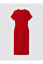Two Mt Shop Quality Lcw Curve Red Interlock Stone Detailed Narrow & Slim Oval Collar Midi Dress - 5