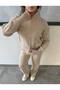 Premium Trend Knitwear Zippered High Collar Cardigan-Pants 2-Piece Set - 2