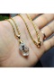 Herkimer Diamond - Herkimer Quartz Crystal Natural Stone Necklace - 6 - Gold Color Stainless Steel Chain (Only Hand Made) - 3
