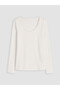 Two Mt Shop Quality Lcw Everyday White Ribbed Stone Super Skinny & Extra Slim Long Sleeve Women's Bodysuit - 4