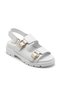 25440013 White Genuine Leather Sandals - 3